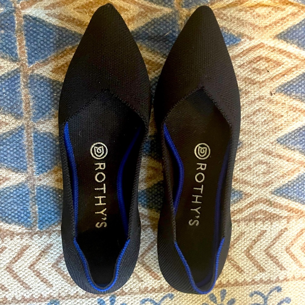 Rothy’s The Point Never Worn flats in Black